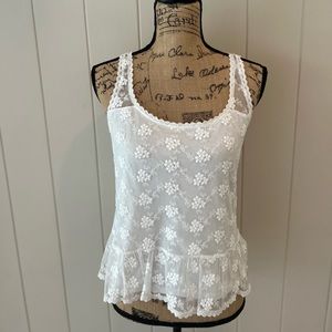 White Women Floral Tank.